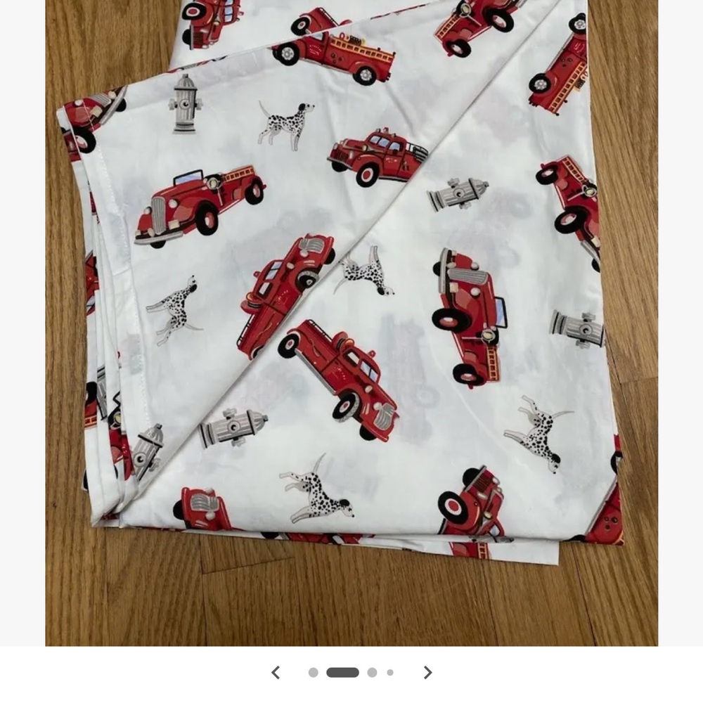 Pottery Barn Kids Fire Truck Red and Black FULL SHEET SET